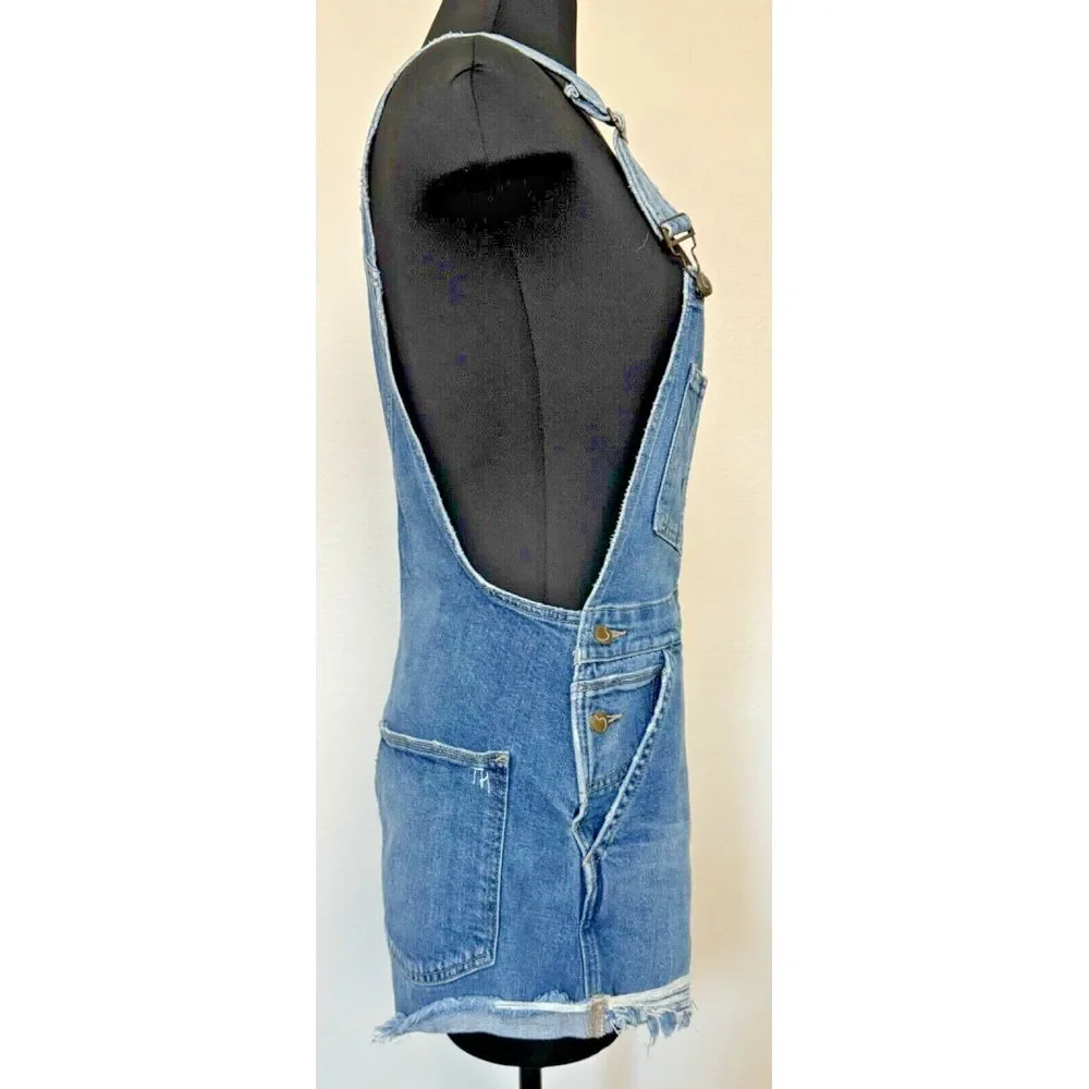 Joes Jeans Shortalls Taylor Hill Medium Blue Denim Bib Overall Shorts Y2K Boho